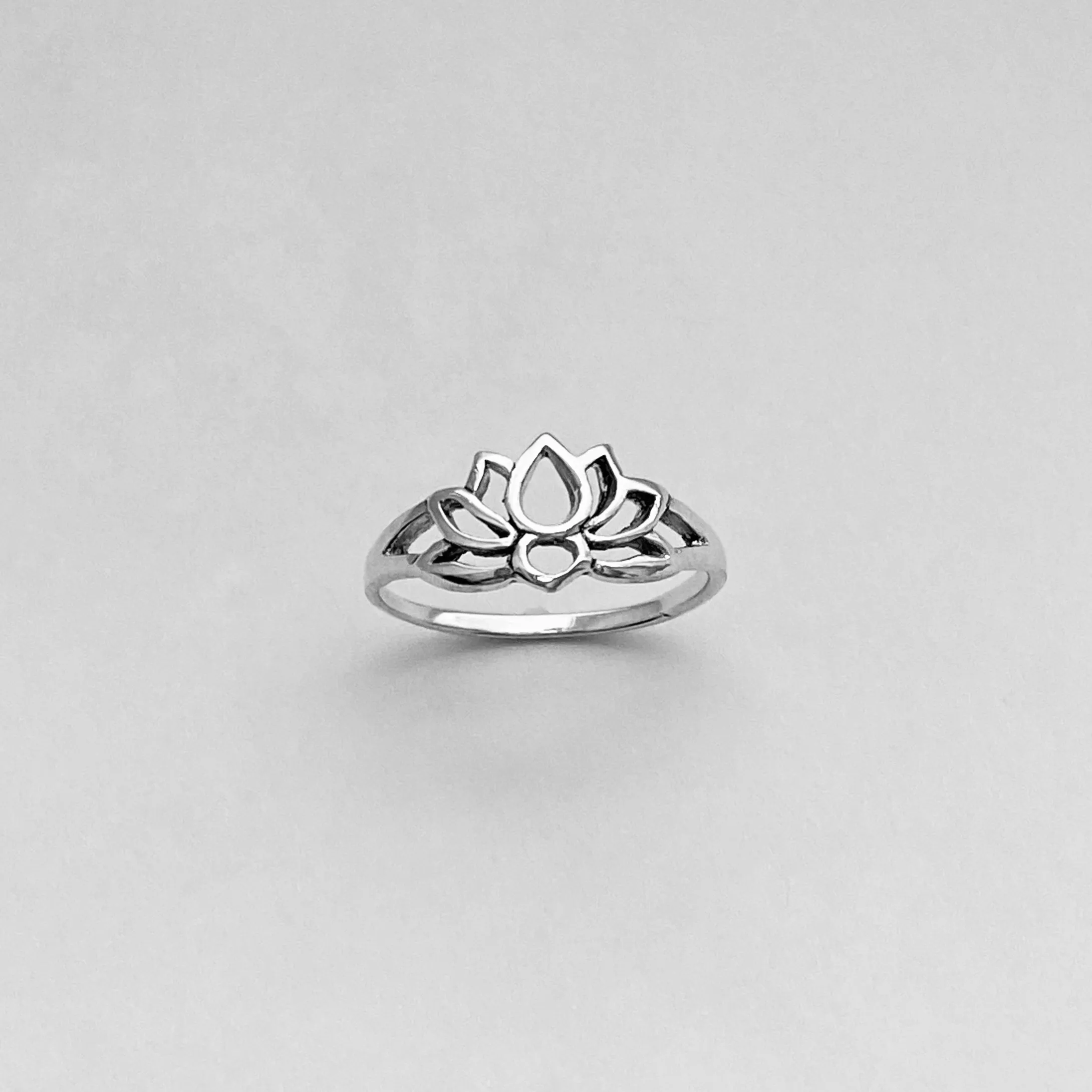 Sterling Silver Small Silhouette Lotus Ring, Flower Ring, Yoga Ring, Toe Ring