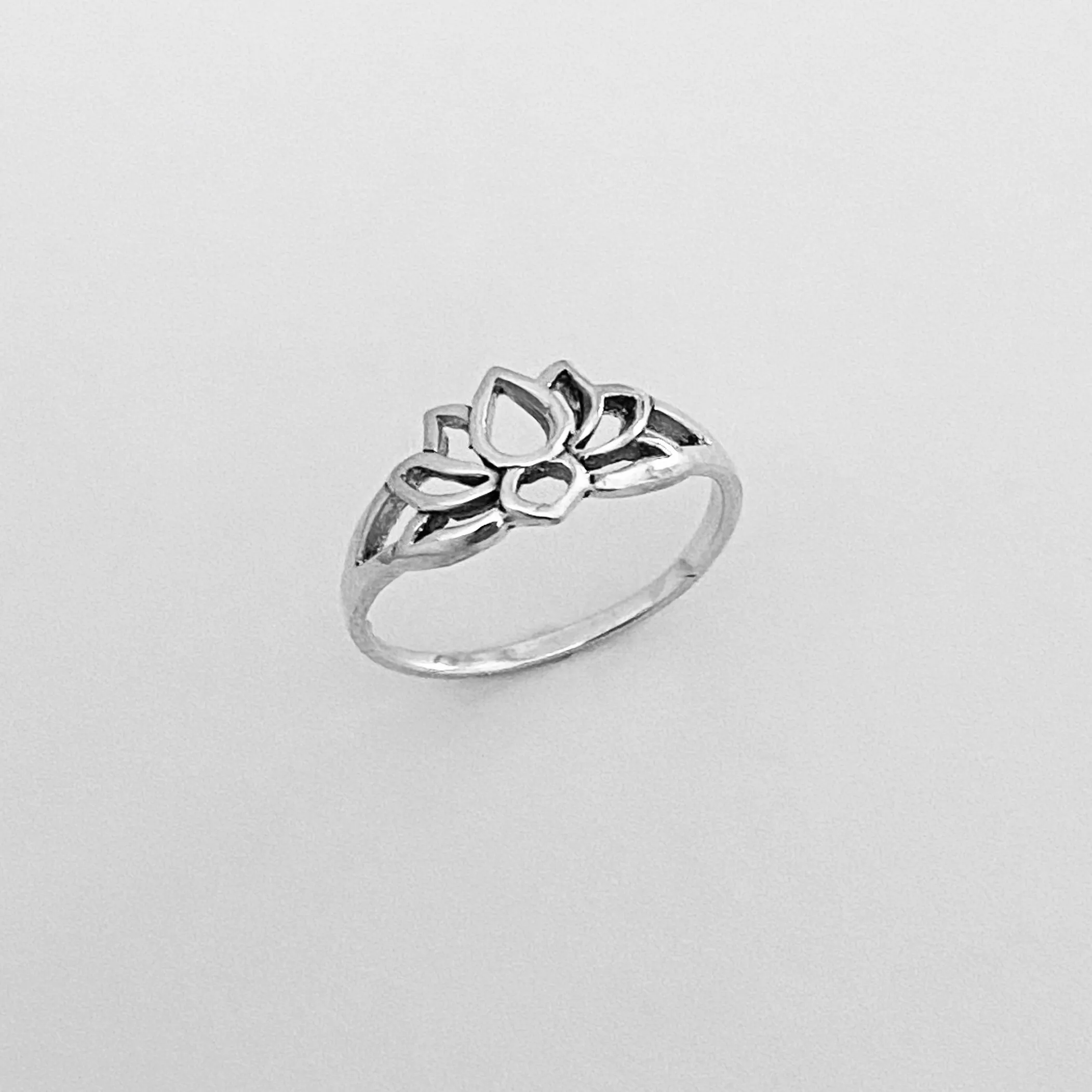 Sterling Silver Small Silhouette Lotus Ring, Flower Ring, Yoga Ring, Toe Ring