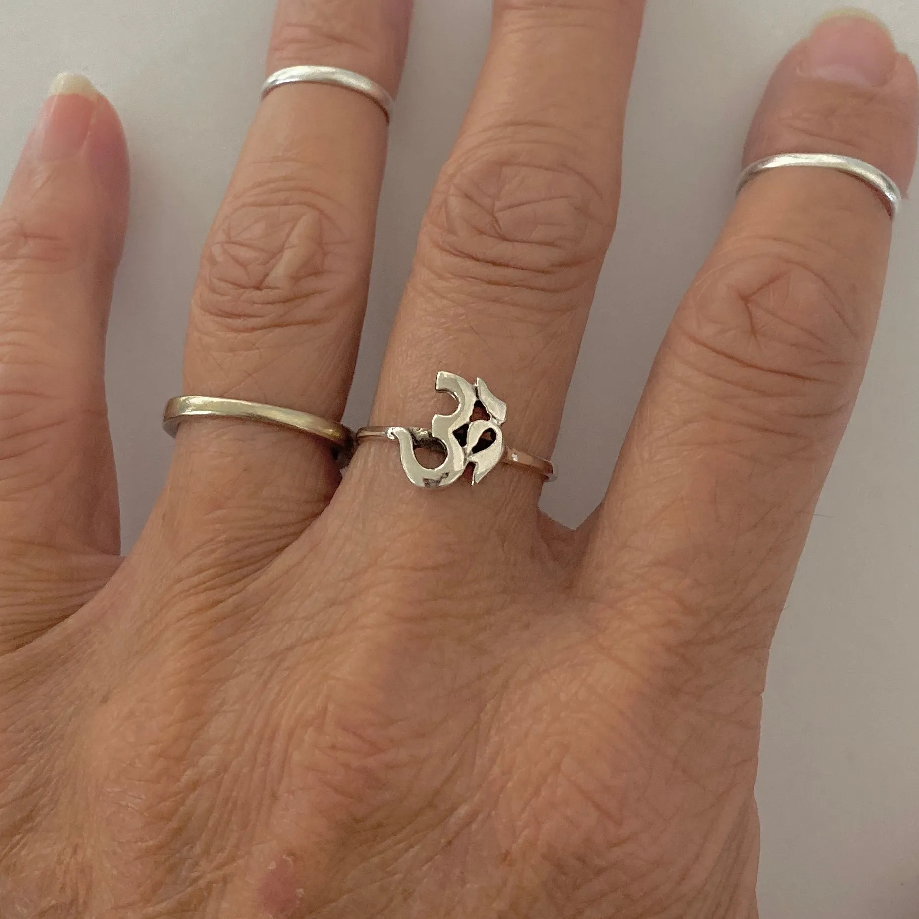 Sterling Silver Solo OM Sign Ring, Yoga Ring, Silver Rings, OM Ring