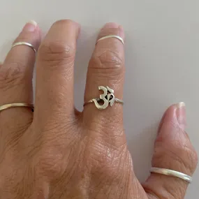 Sterling Silver Solo OM Sign Ring, Yoga Ring, Silver Rings, OM Ring