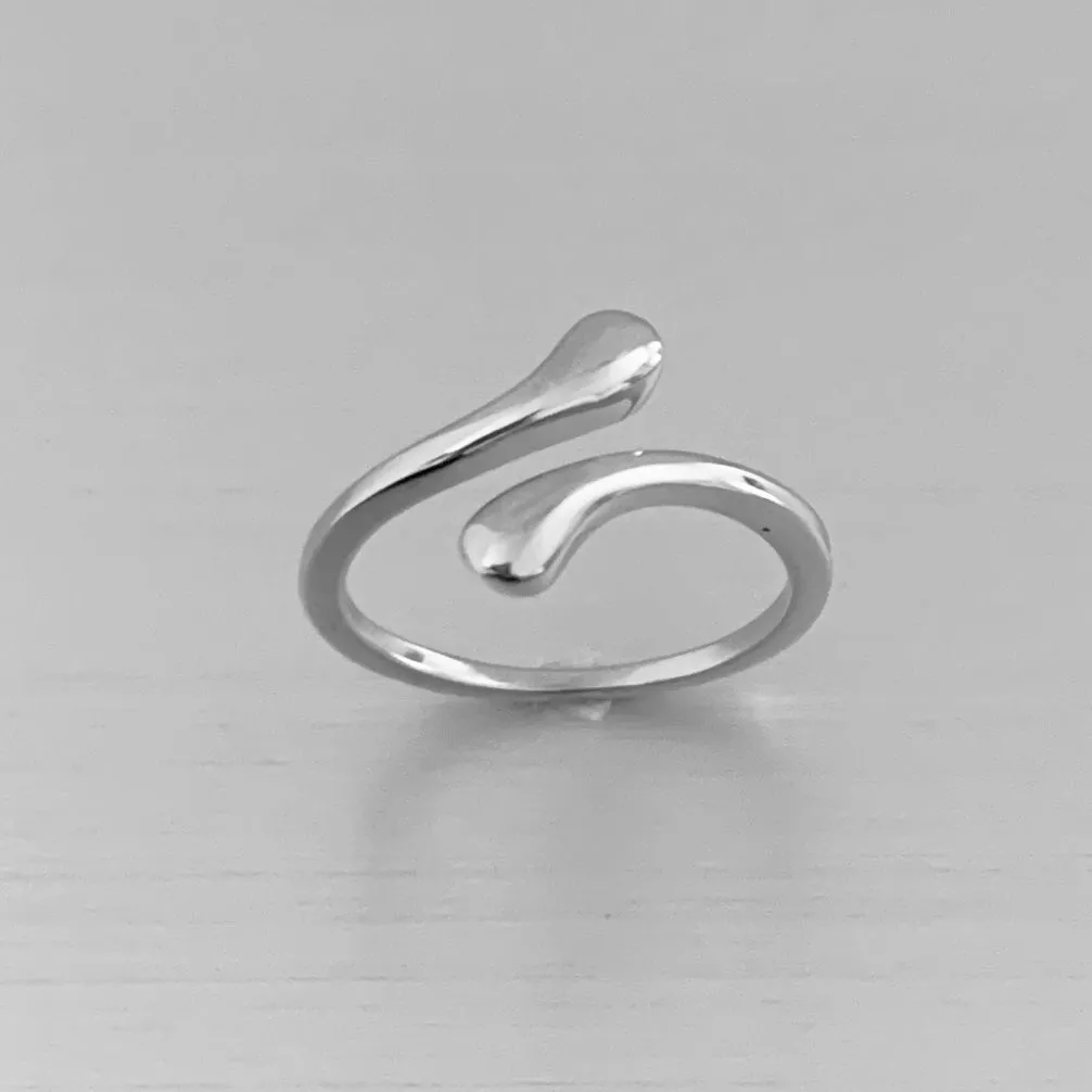 Sterling Silver Teardrop Wraparound Ring, Silver Rings, Teardrop Ring, Modern Ring