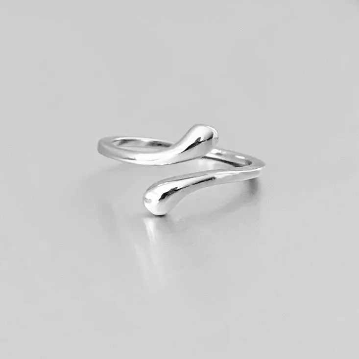 Sterling Silver Teardrop Wraparound Ring, Silver Rings, Teardrop Ring, Modern Ring