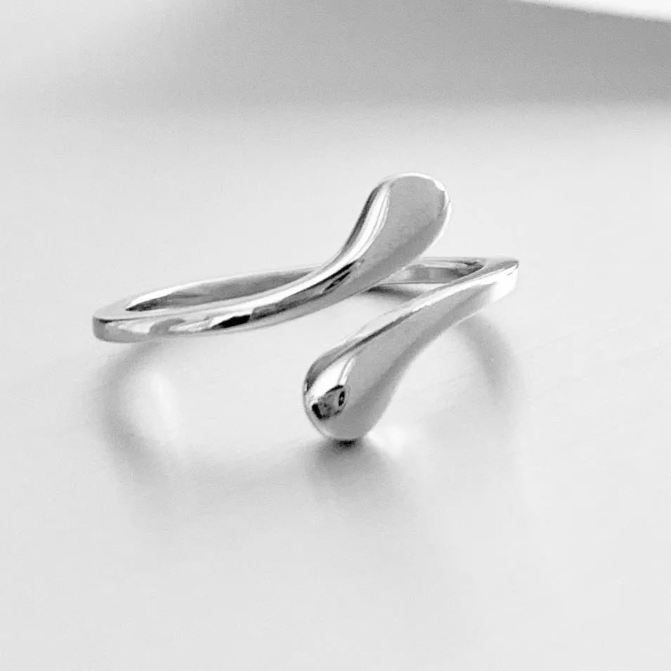 Sterling Silver Teardrop Wraparound Ring, Silver Rings, Teardrop Ring, Modern Ring