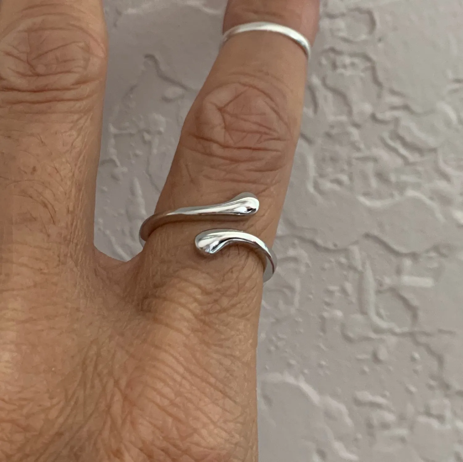 Sterling Silver Teardrop Wraparound Ring, Silver Rings, Teardrop Ring, Modern Ring