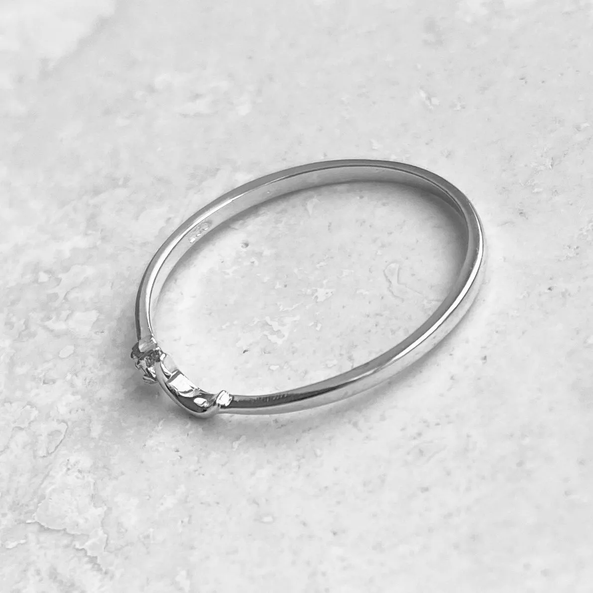 Sterling Silver Tiny Moon and CZ Star Ring, Dainty Ring, Silver Ring, Boho Ring, Moon Ring