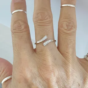 Sterling Silver Wraparound CZ Ring, Boho Ring, Silver Ring, Simple Ring