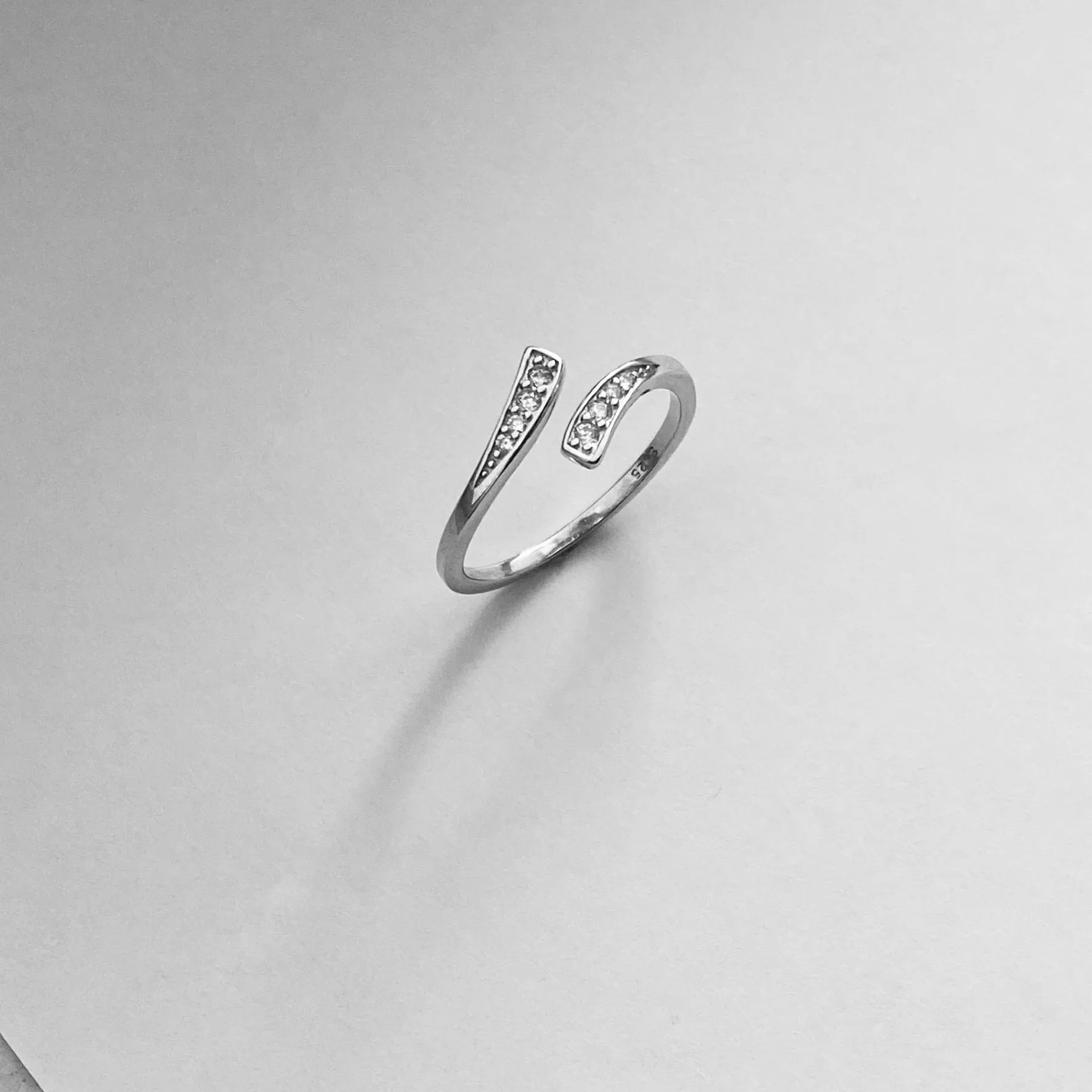 Sterling Silver Wraparound CZ Ring, Boho Ring, Silver Ring, Simple Ring
