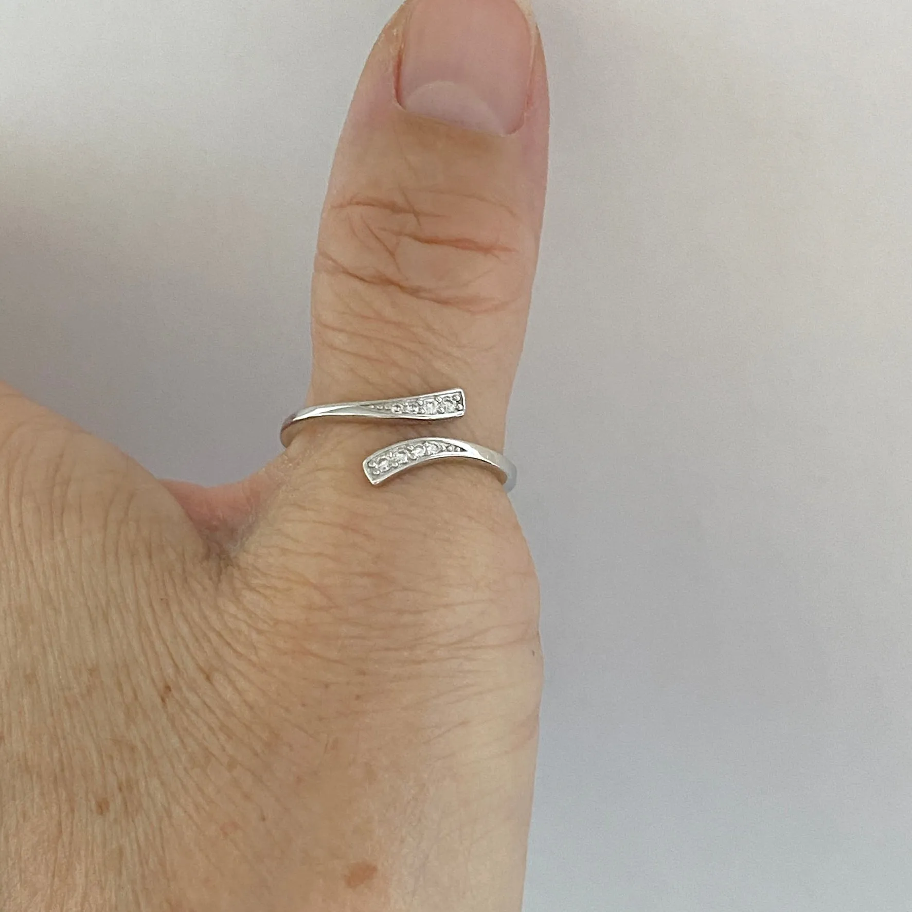 Sterling Silver Wraparound CZ Ring, Boho Ring, Silver Ring, Simple Ring