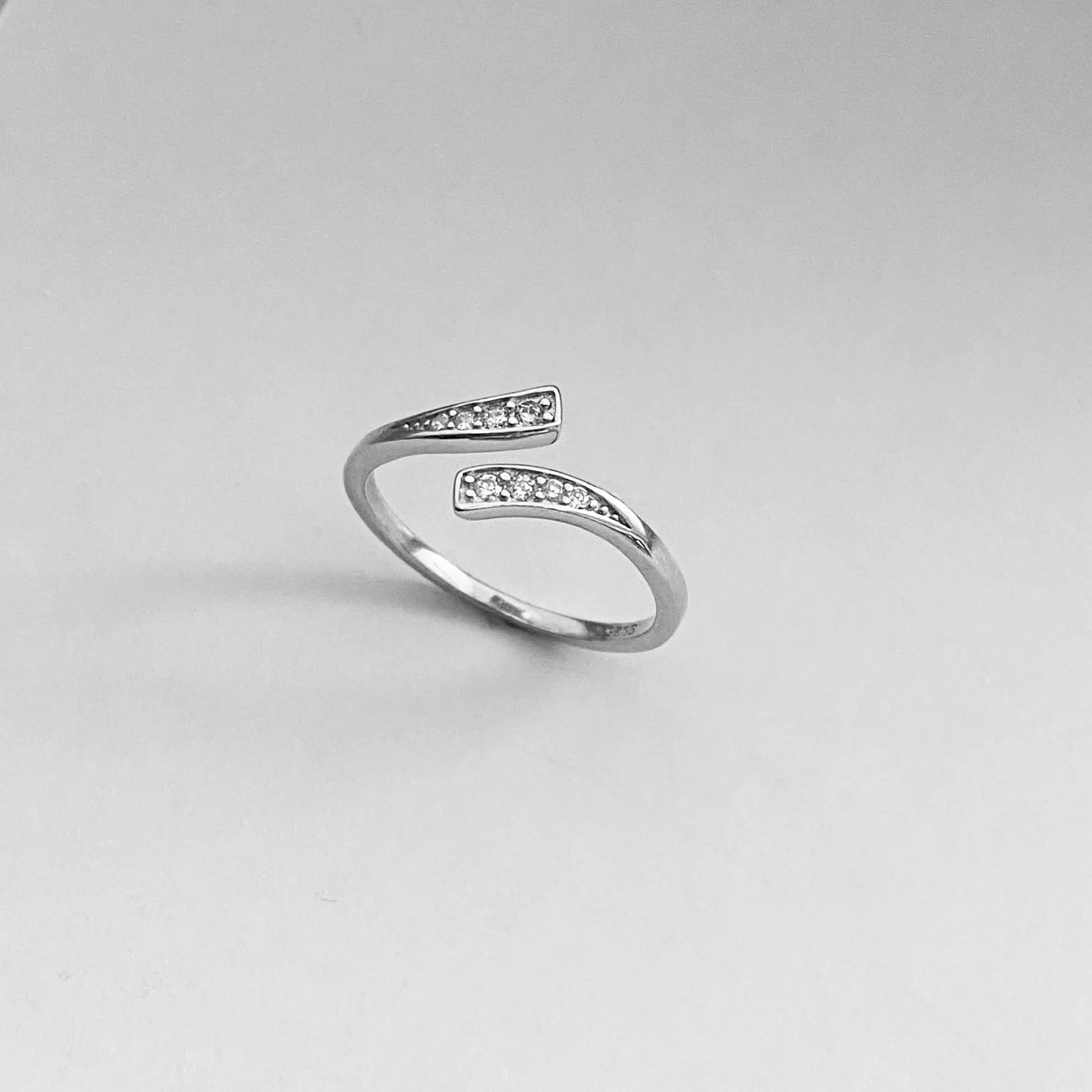 Sterling Silver Wraparound CZ Ring, Boho Ring, Silver Ring, Simple Ring