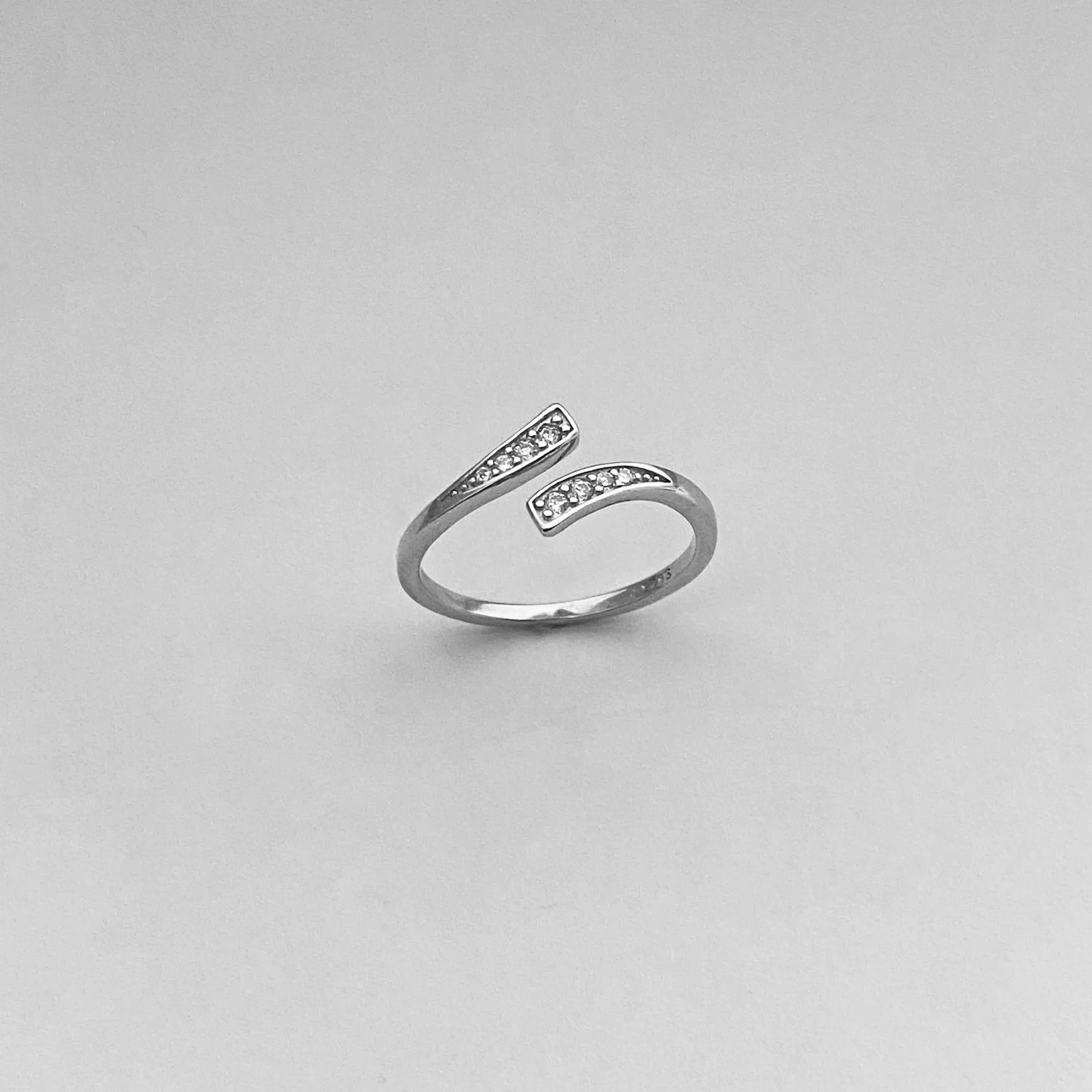 Sterling Silver Wraparound CZ Ring, Boho Ring, Silver Ring, Simple Ring