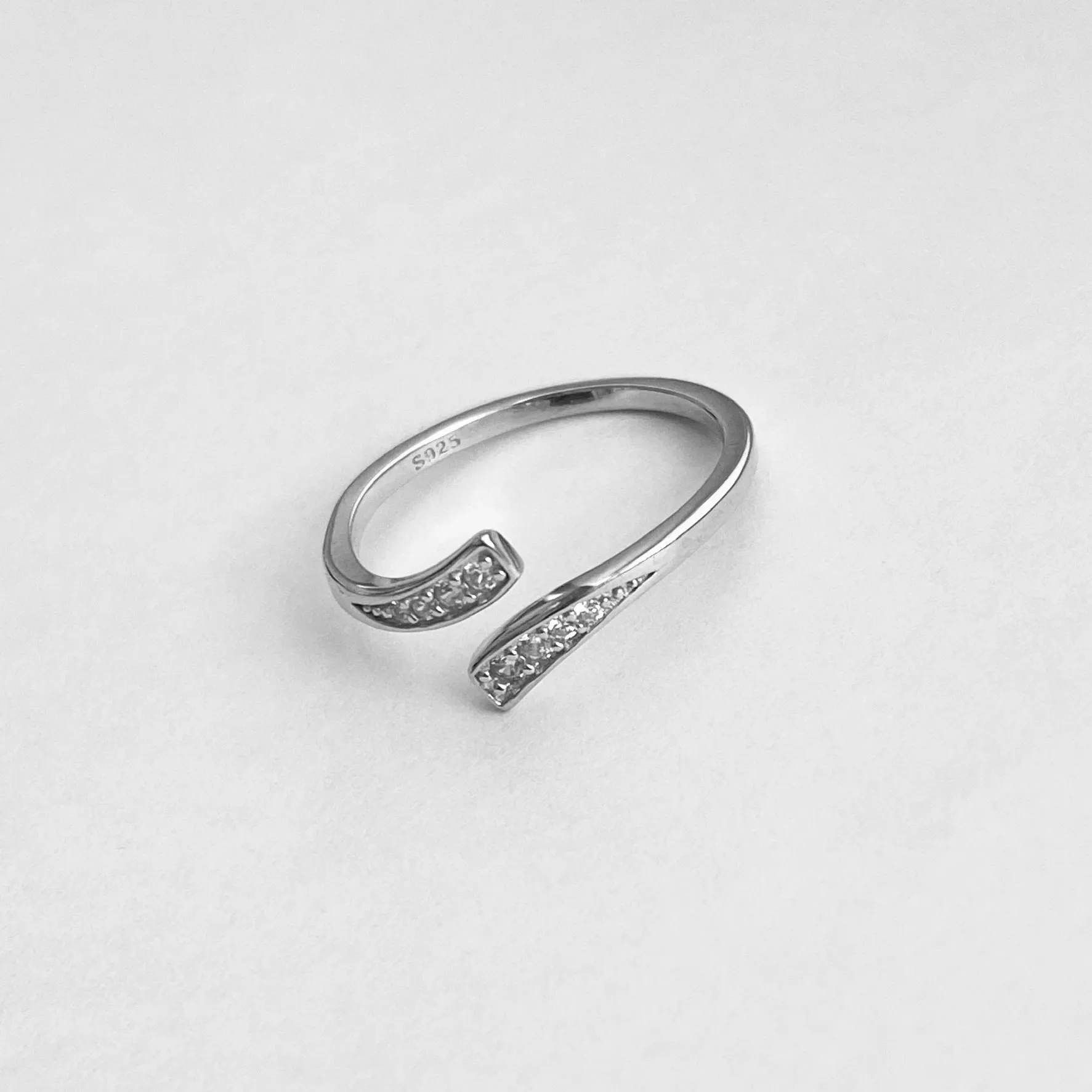 Sterling Silver Wraparound CZ Ring, Boho Ring, Silver Ring, Simple Ring