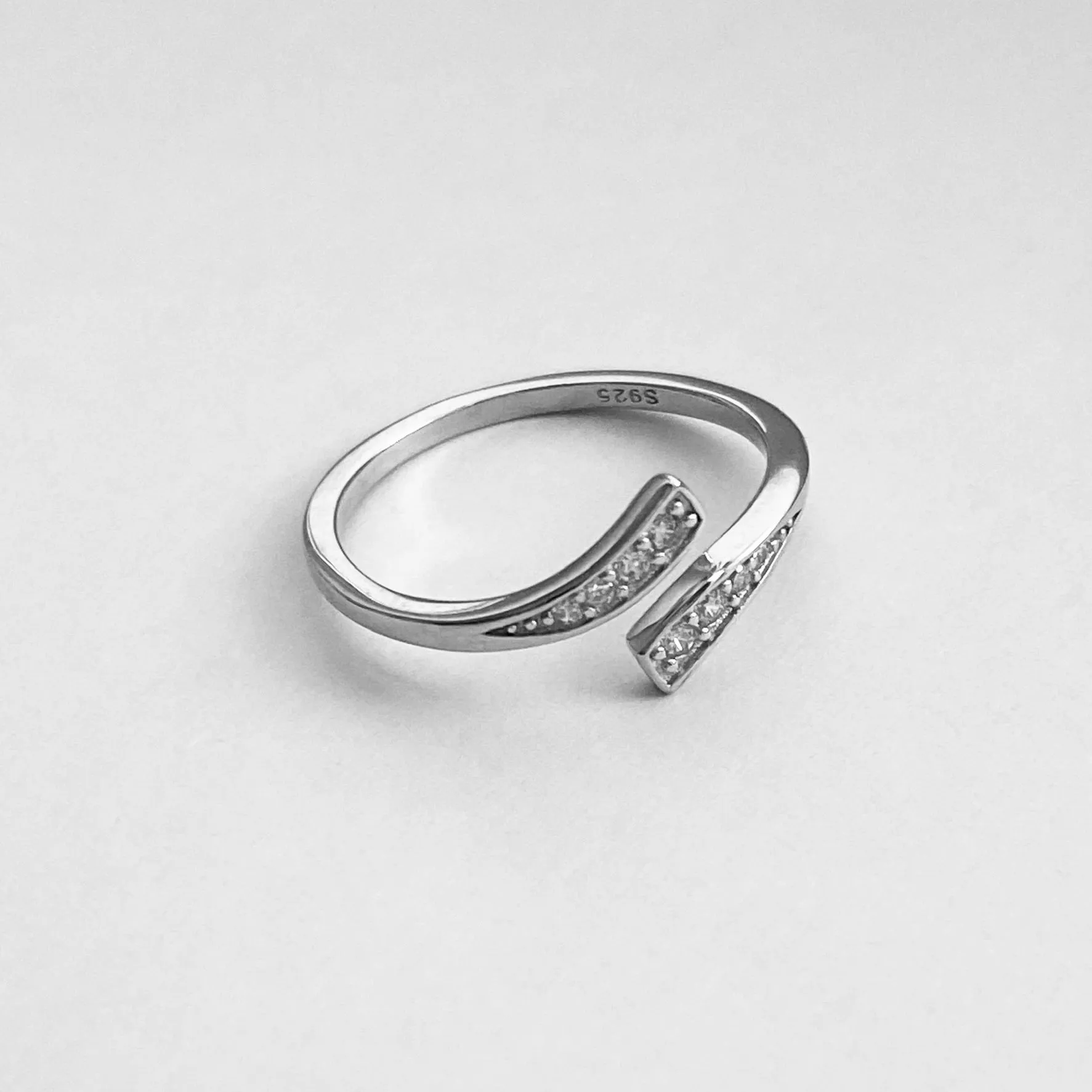 Sterling Silver Wraparound CZ Ring, Boho Ring, Silver Ring, Simple Ring