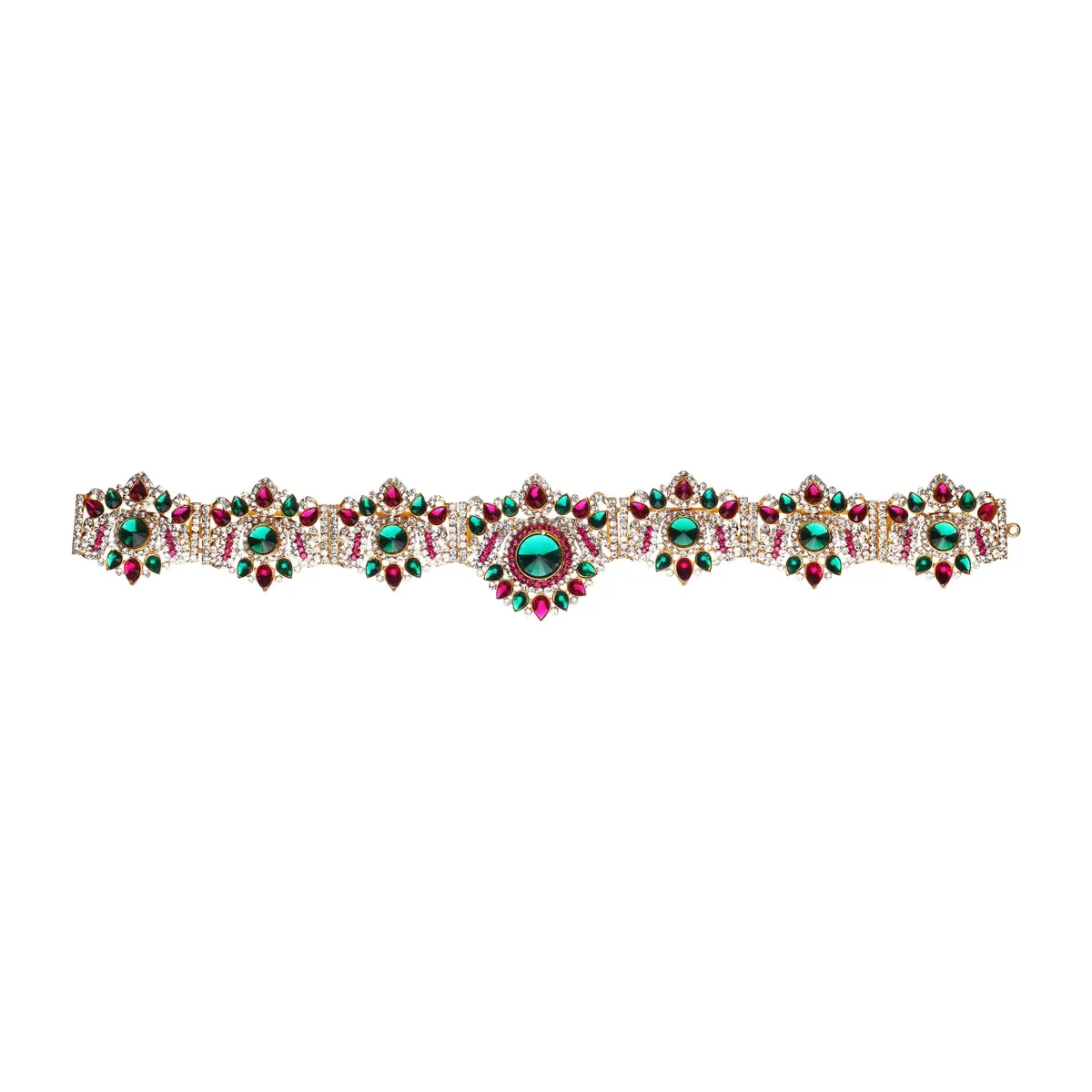 Stone Belt - 2.6 x 16 Inch | Waist Belt/ Hip Belt/ God Ornament/ Multicolour Stone Jewellery for Deity