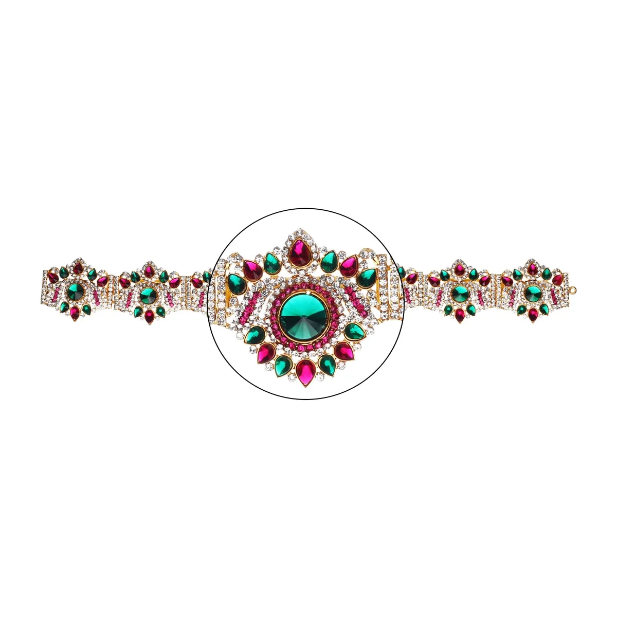 Stone Belt - 2.6 x 16 Inch | Waist Belt/ Hip Belt/ God Ornament/ Multicolour Stone Jewellery for Deity