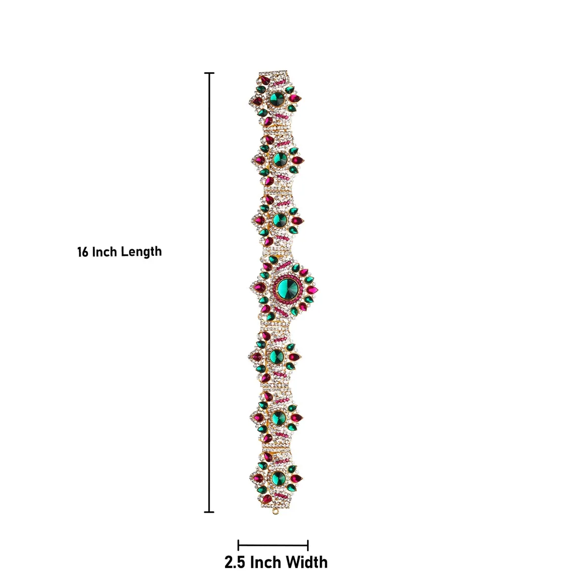 Stone Belt - 2.6 x 16 Inch | Waist Belt/ Hip Belt/ God Ornament/ Multicolour Stone Jewellery for Deity
