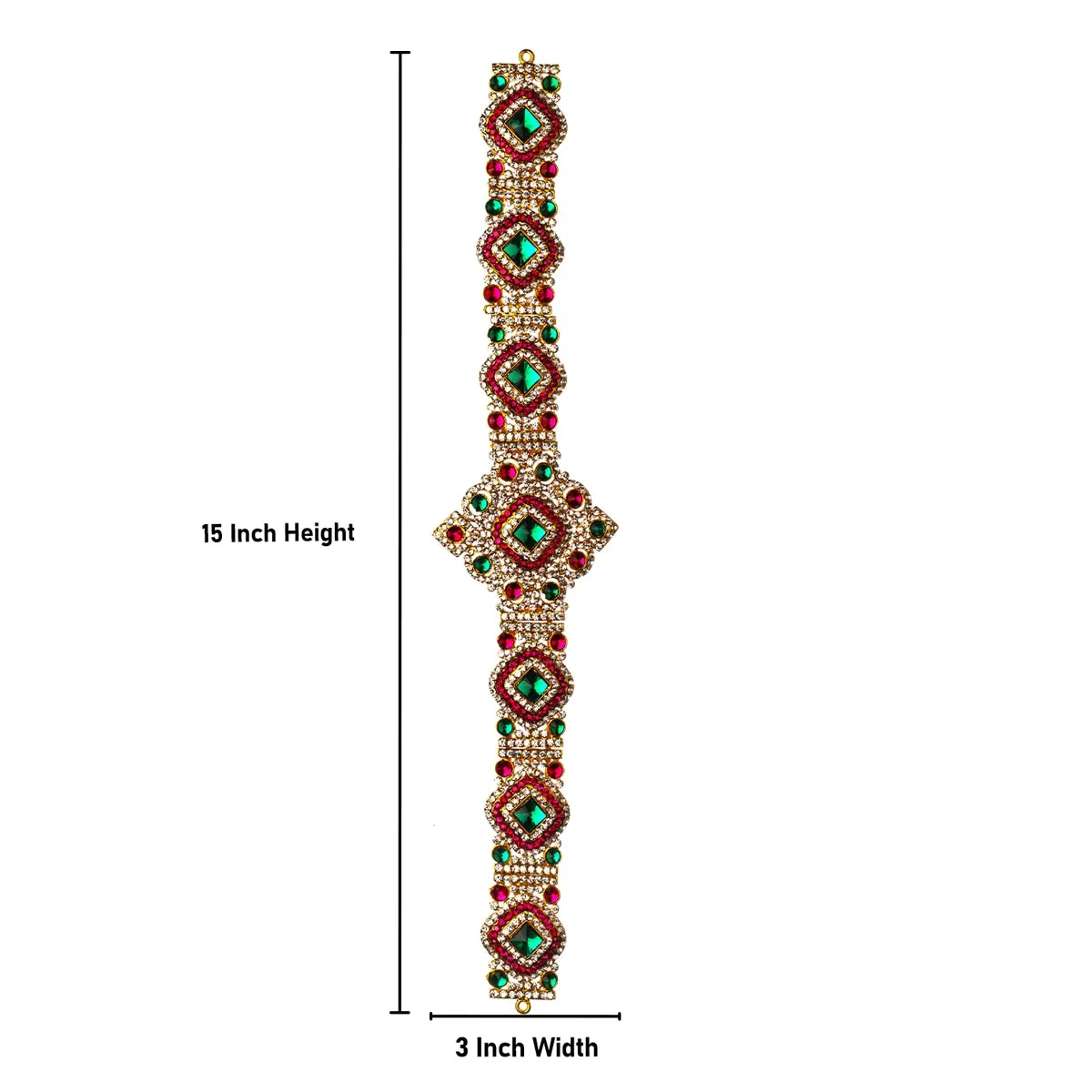 Stone Belt - 3 x 15 Inch | Waist Belt/ Hip Belt/ God Ornament/ Multicolour Stone Jewellery for Deity