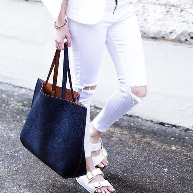 Street Level Black/Cognac Reversible Tote