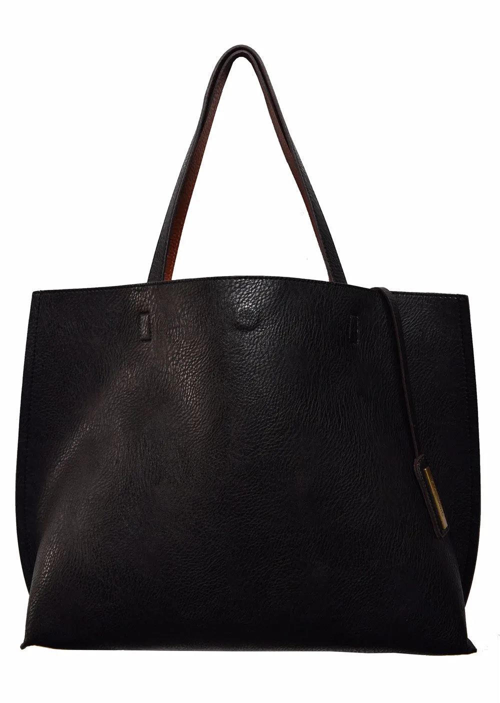 Street Level Black/Cognac Reversible Tote