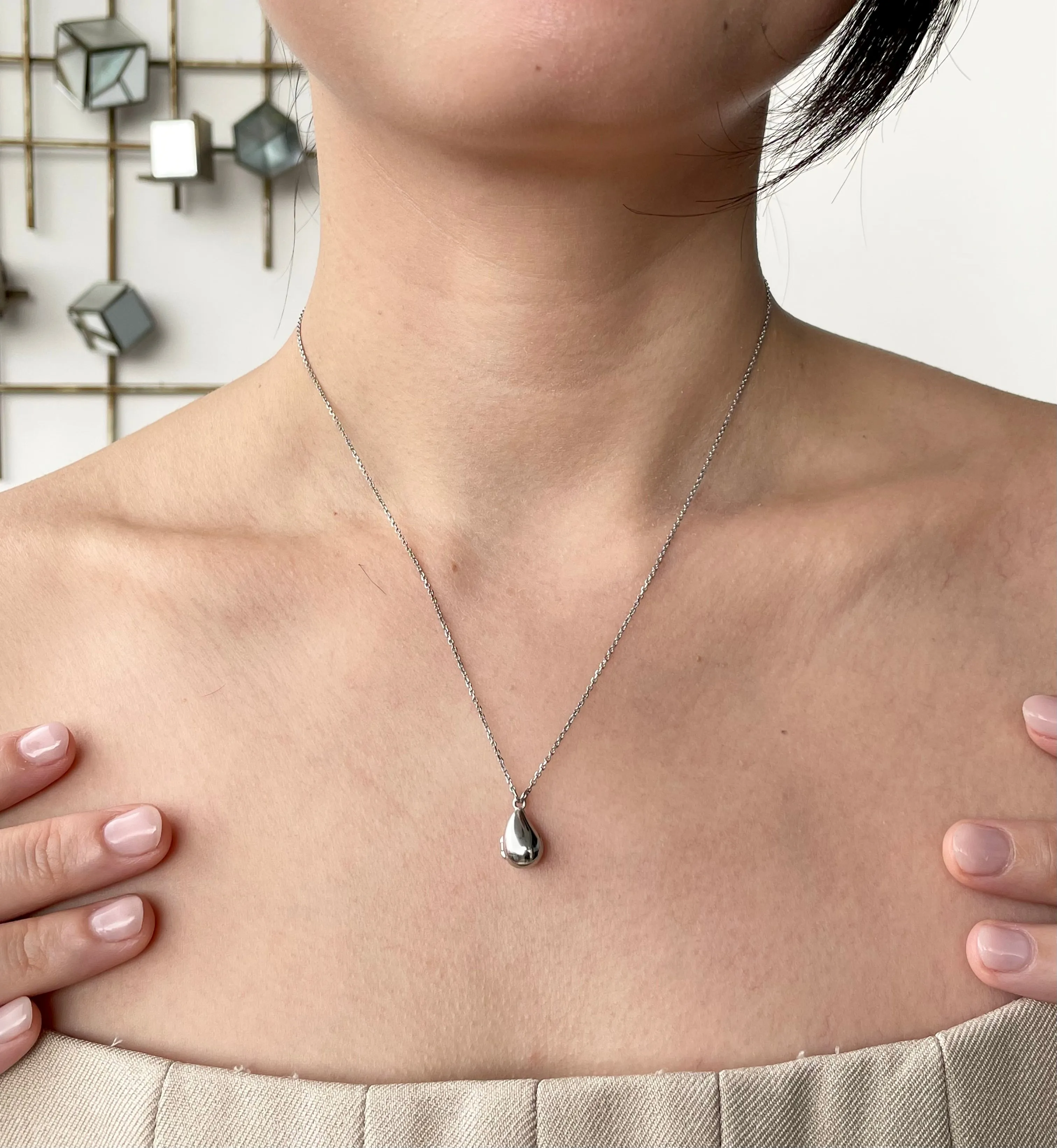 Teardrop Locket in Sterling Silver