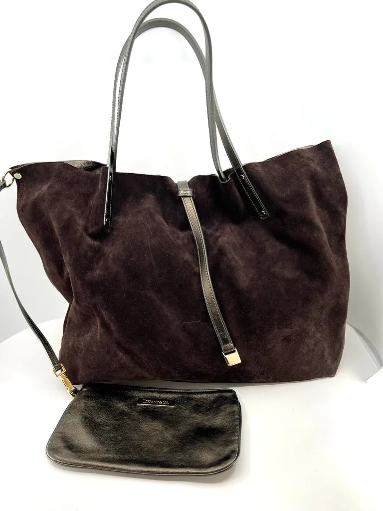 TIFFANY & CO. SUEDE LEATHER REVERSIBLE TOTE BAG