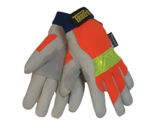 Tillman X-Large Hi-Viz Orange And Gray TrueFit Top Grain Pigskin Thinsulate Lined Cold Weather Gloves With Reinforced Thumb, Elastic Cuff, Hook And Loop Closure, Rough Side Out Double
