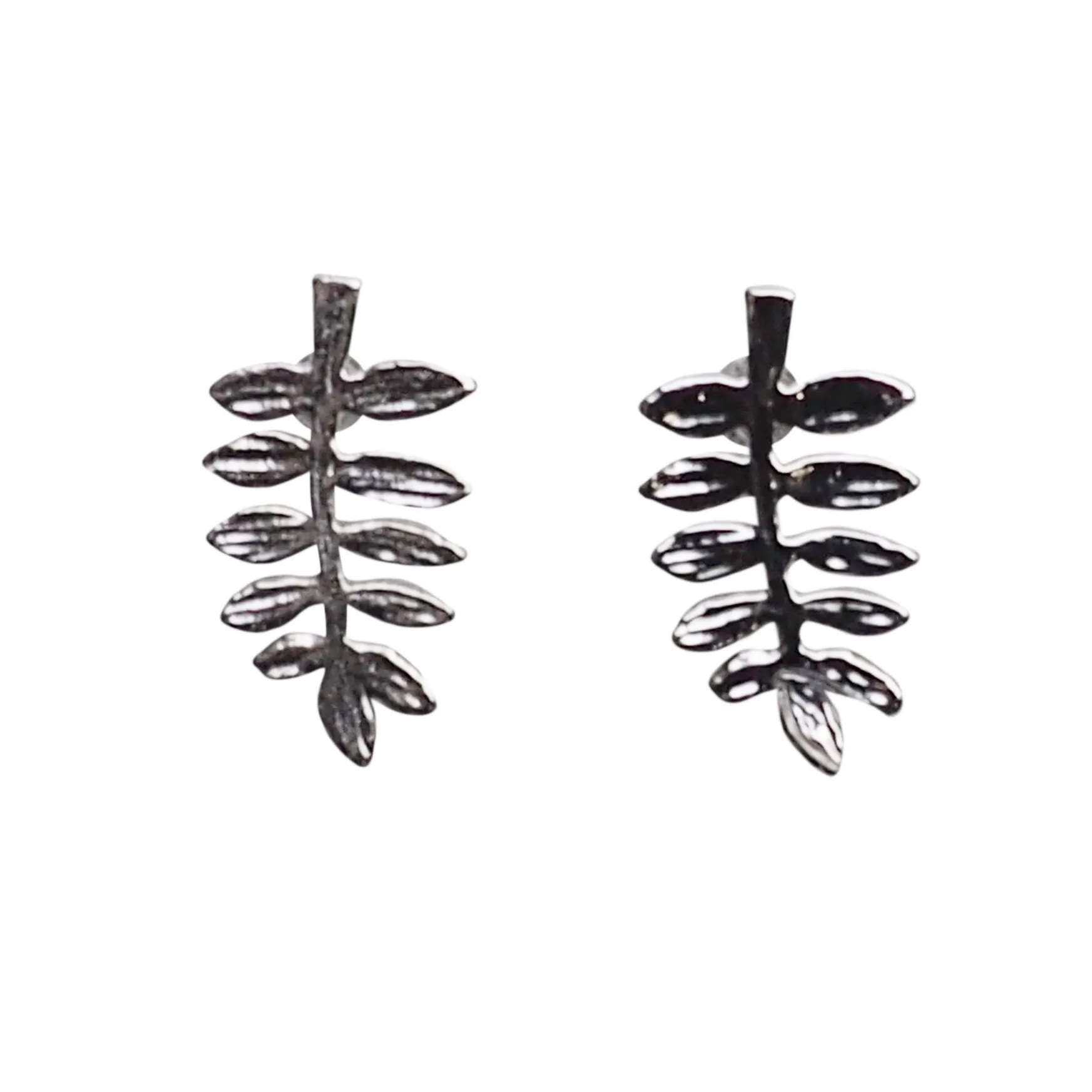 Tiny Leaf Invisible clip on stud earrings ( Silver tone )
