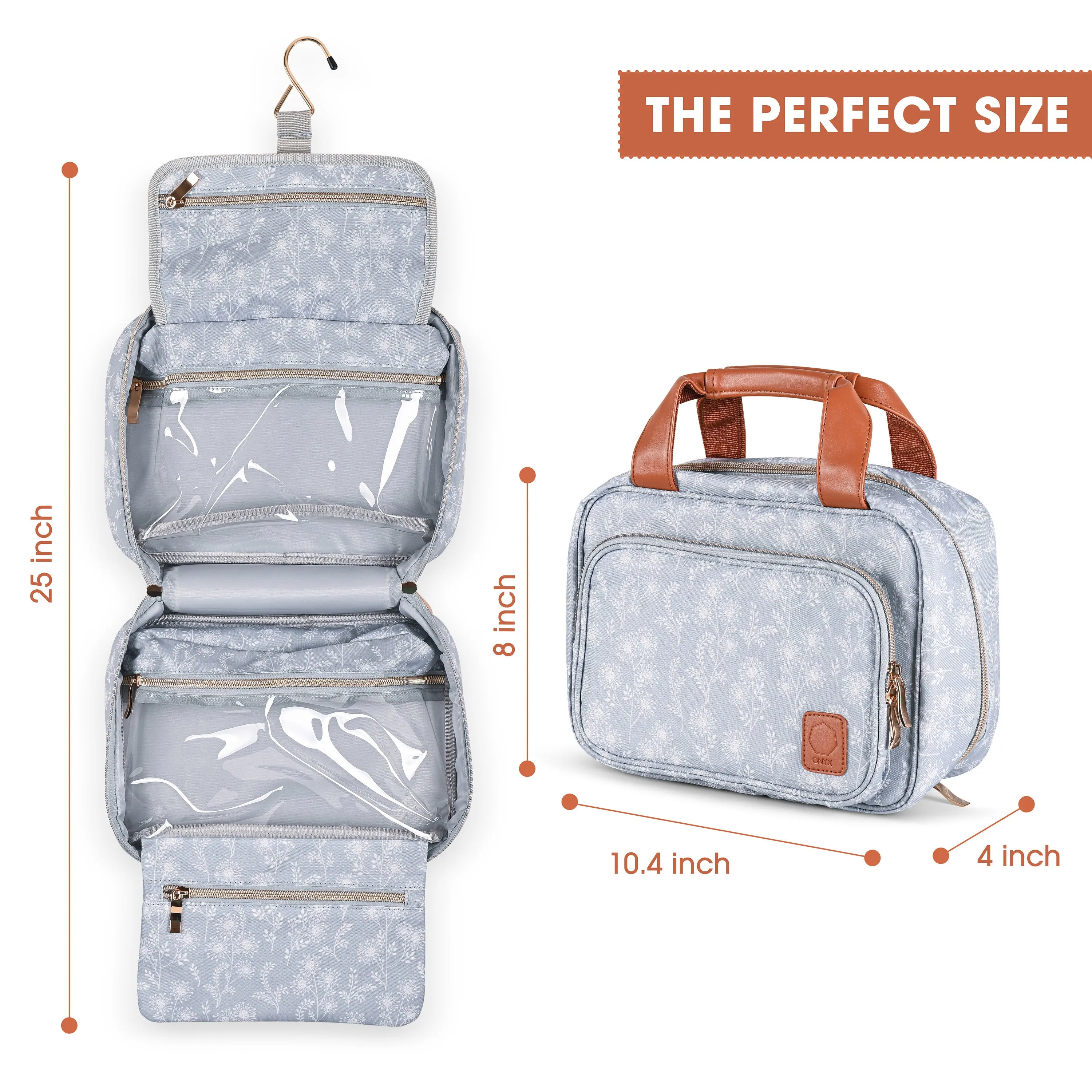 Toiletry Bag Travel Bag with Hanging Hook - Make up Cosmetic Bag - Travel Organizer for Travel Accessories - Gift for wife - Gift for mom