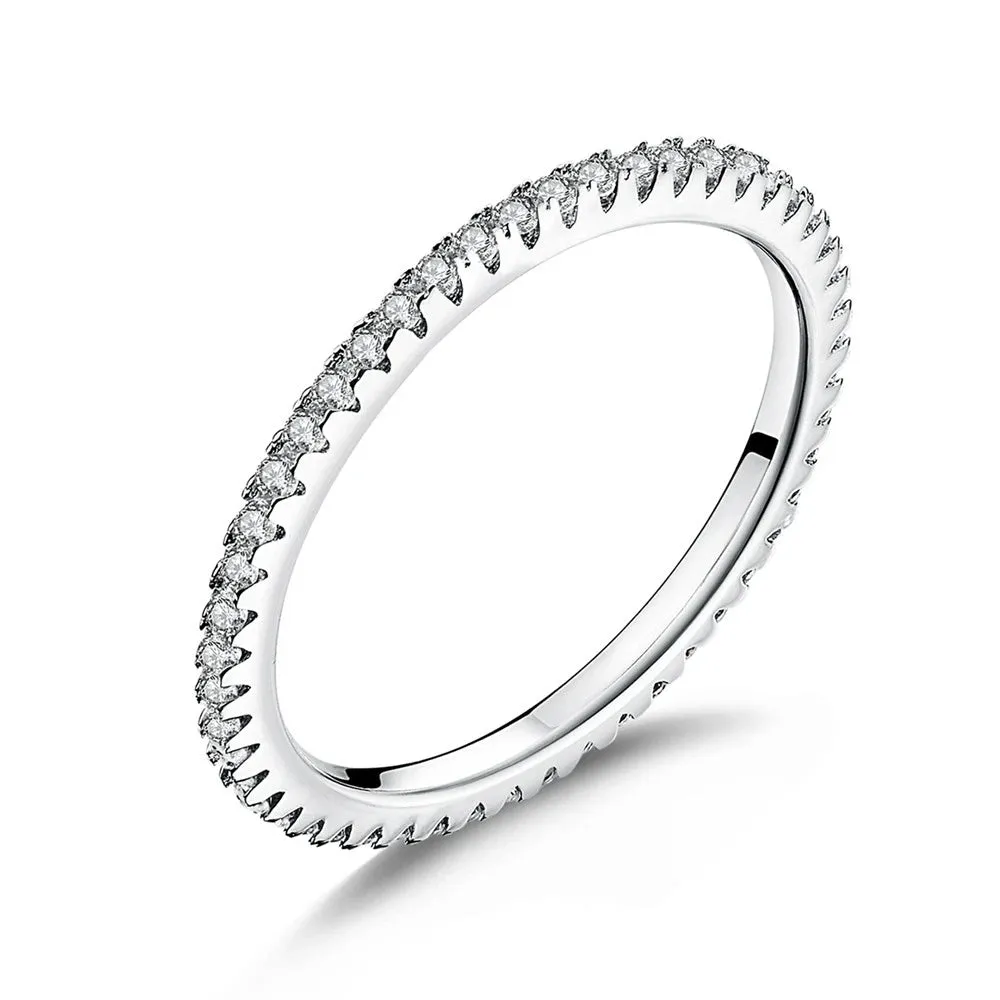 VAIGE 925 Sterling Silver Rainbow Zircon Ring with Dazzling CZ Stone - Customizable Engagement Jewelry Gift SCR714