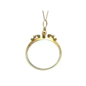 Vintage 1980's 9ct Rose Gold Glass Locket Pendant Necklace
