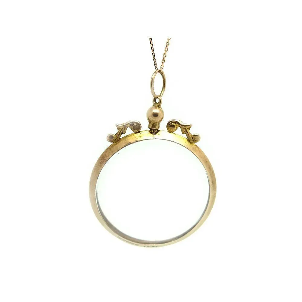 Vintage 1980's 9ct Rose Gold Glass Locket Pendant Necklace