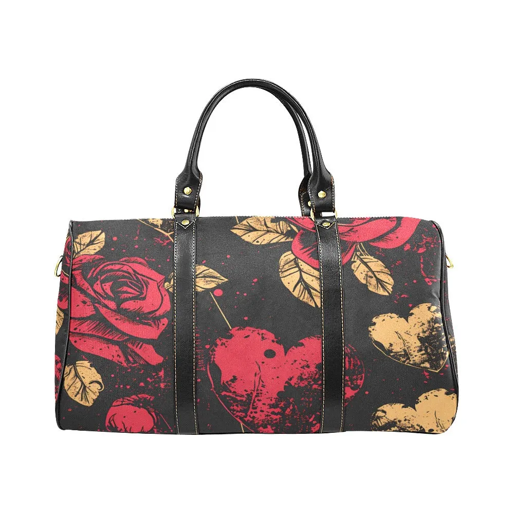 Vintage Design Roses And Hearts Large Travel Bag