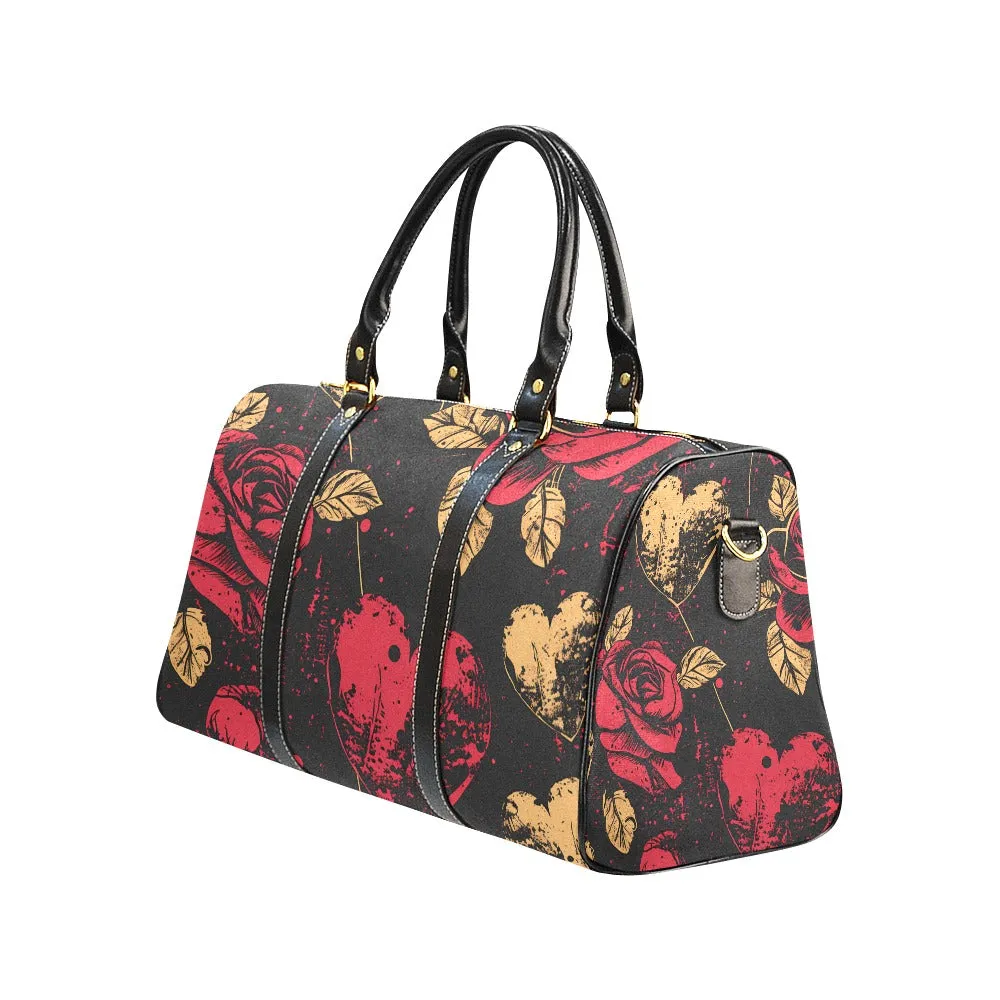 Vintage Design Roses And Hearts Large Travel Bag