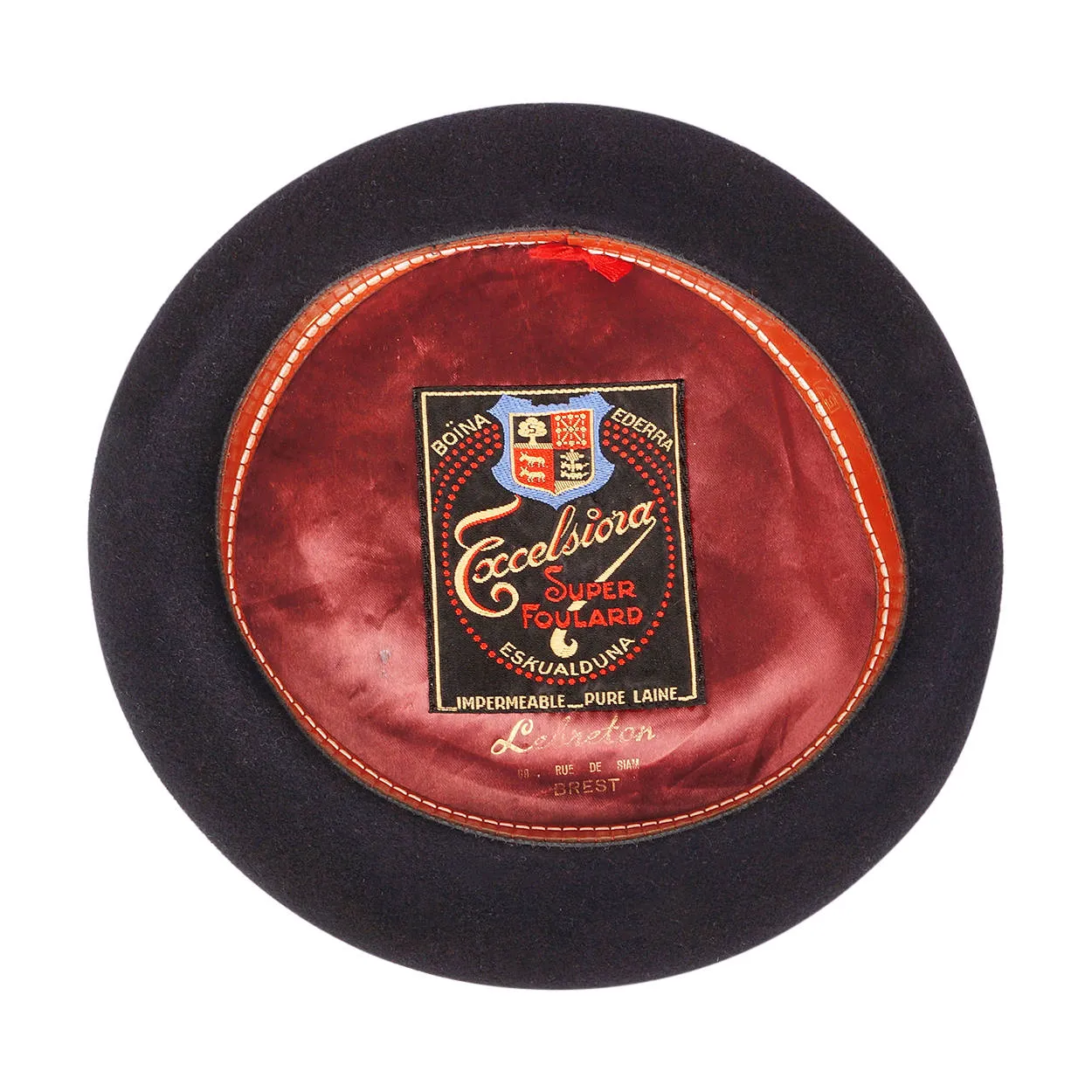 Vintage French Beret Hat Boina Ederra Basque Excelsiora Super Foulard Navy Blue