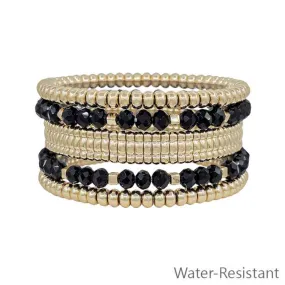 Water Resistant Set of 5 Crystal and Beaded Bracelets