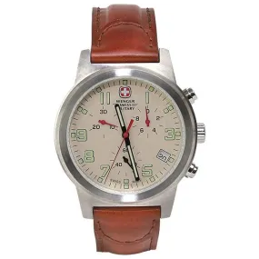 Wenger 72953 Men's Military Field Beige Dial Brown Leather Strap Chronograph Watch