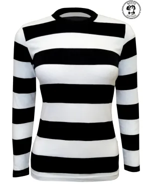 Womens Black & White Striped T-Shirt Costume