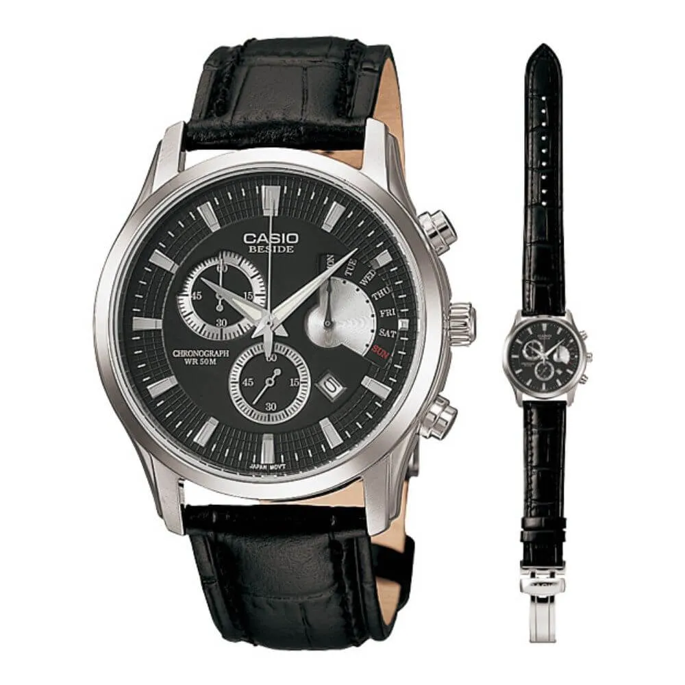 WW0470 Casio Beside Chronograph Leather Belt Watch BEM-501L-1AVDF