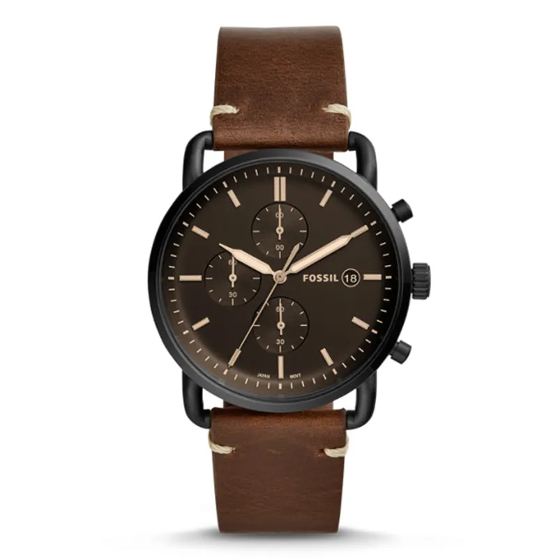 WW0742 Fossil Commuter Chronograph Navy Leather Belt Watch FS5403