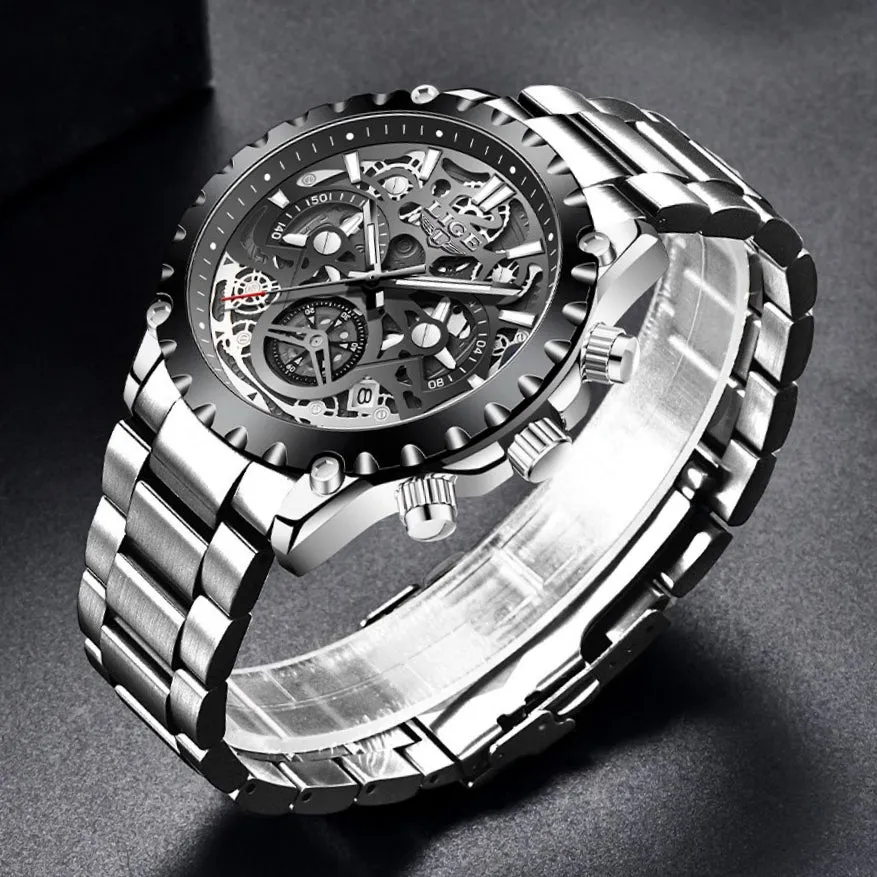 WW1752 Lige Chronograph Stainless Steel Silver Chain Watch 8950
