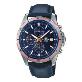 WW2028 Casio Edifice Chronograph Stainless Steel Leather Belt Watch EFR-526L-2AVUDF