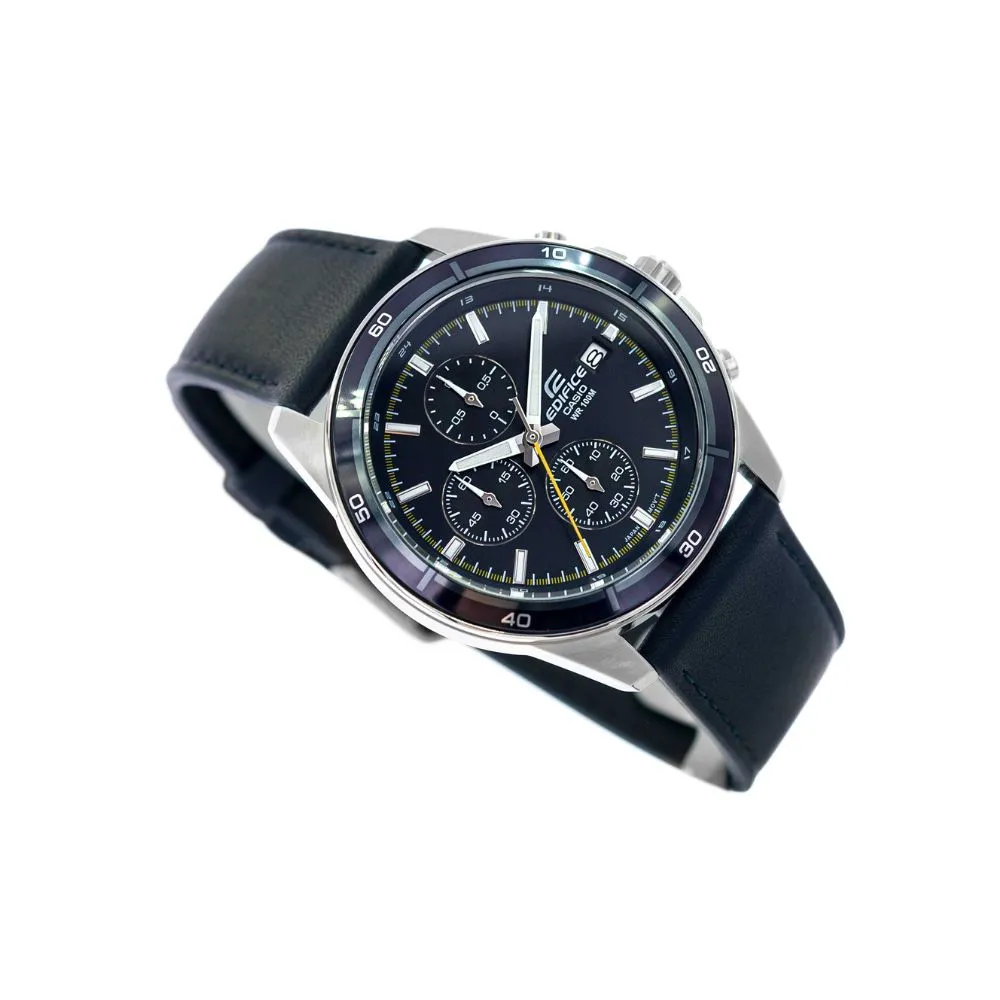 WW2029 Casio Edifice Chronograph Stainless Steel Leather Belt Watch EFR-526L-2CVUDF