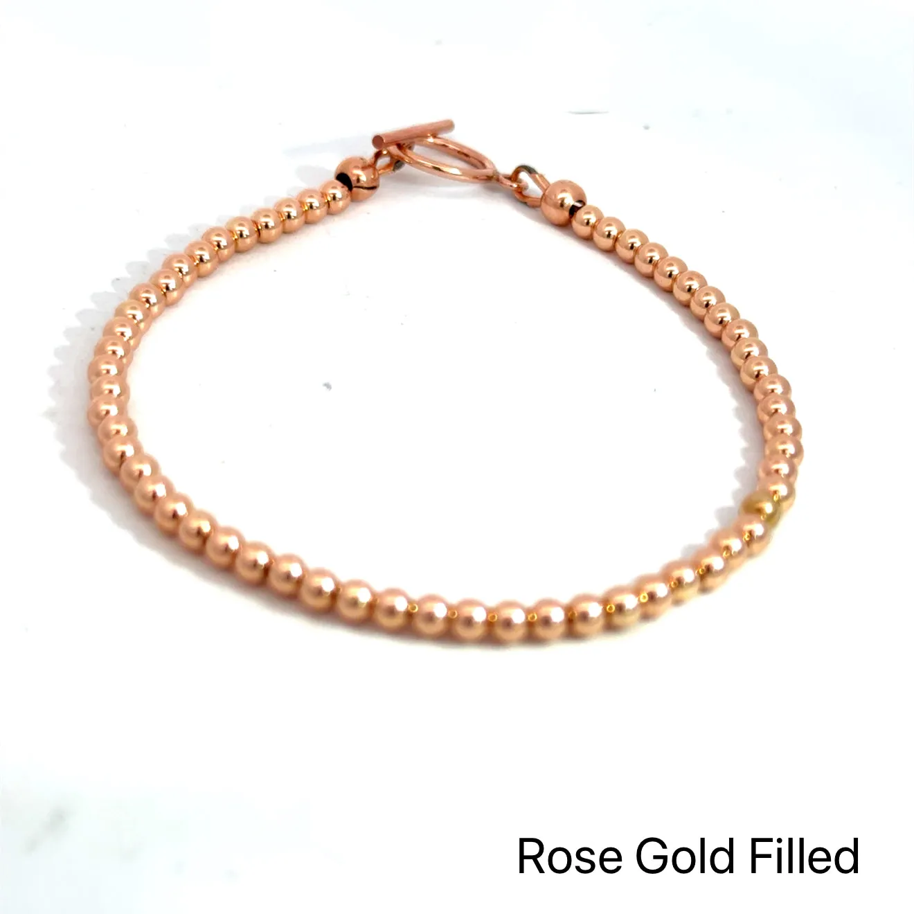 Yellow Gold & Rose Gold Filled & Sterling Silver Beaded Bracelet, Jewelry