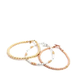 Yellow Gold & Rose Gold Filled & Sterling Silver Beaded Bracelet, Jewelry