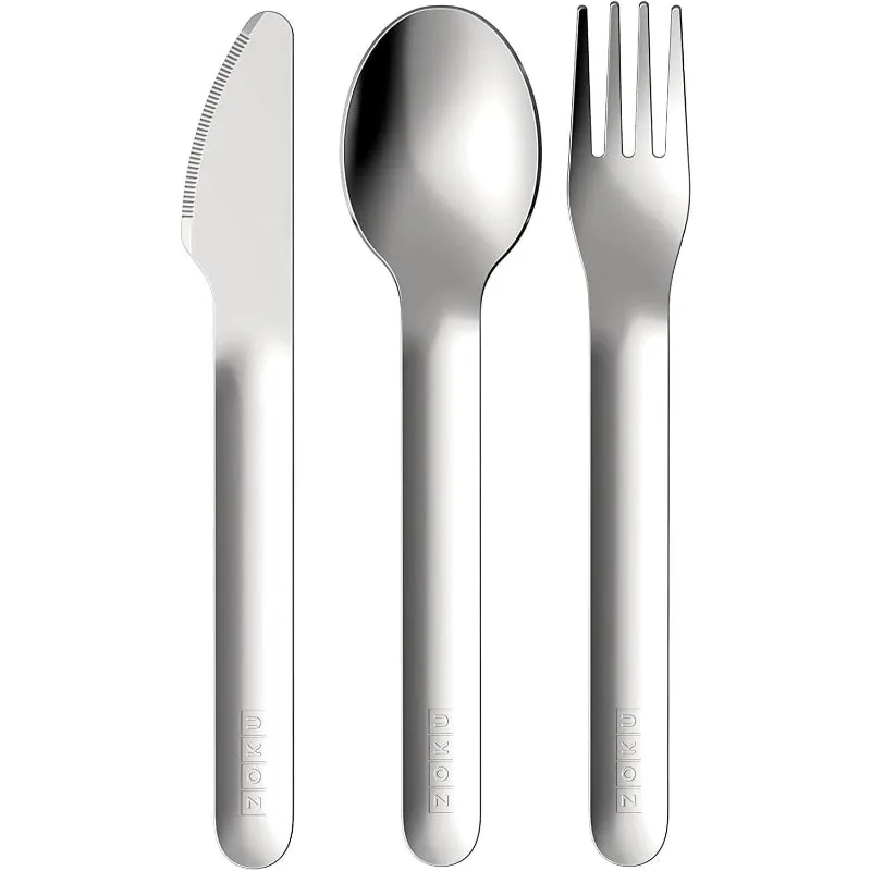 Zoku Pocket Stainless Steel Cutlery with Travel Case | Set of 3 | Peach