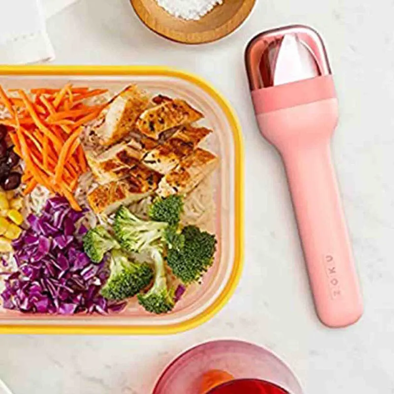 Zoku Pocket Stainless Steel Cutlery with Travel Case | Set of 3 | Peach